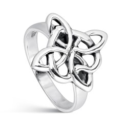 18mm witch knot rhodium plated silver ring