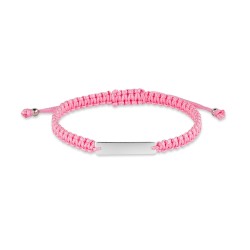 Knotted pink thread bracelet with 22 mm plate