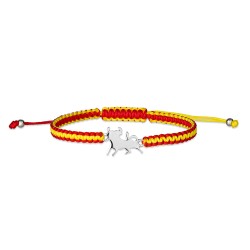Two-tone thread bracelet knotted with a 14 mm bull