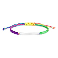 Bracelet fil multicolore noué avec plaque 30 mm