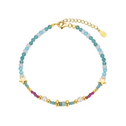Bracelet pierre naturelle amazonite multicolore plaqué de...