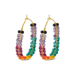 35 mm hoop plated multicolor stone earrings