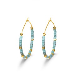 Turquoise natural stone earrings plated with 35 mm hoop