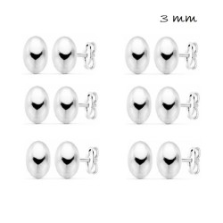 Silver 3 mm ball earring with pressure closure pack of 6...