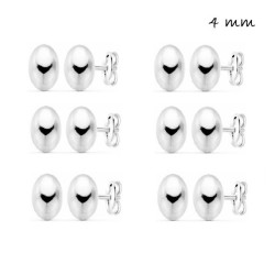 Silver 4 mm ball earring with pressure closure pack of 6...