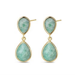 35 mm double drop plated amazonite natural stone earrings...