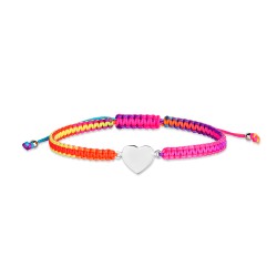 Multicolored thread bracelet knotted with 10 mm heart