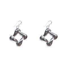 30 mm rhombus electroforming silver earring with hippie...