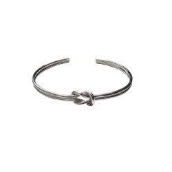 Double open silver bracelet with 2 x 65 mm knot