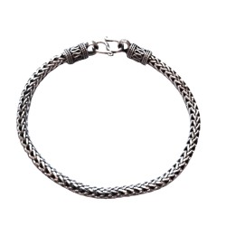 Men's bracelet in oxidized silver spike 4 mm and 22 cm long