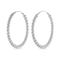 Silver hoop earring with 3.5 x 30 mm balls