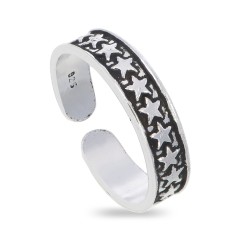 Midi silver ring oxidized first-second open phalanx stars
