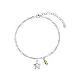 Rhodium silver teacher bracelet with star and 6 mm pencil...