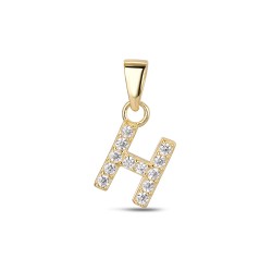 Silver plated initial H pendant with 11 mm zircons