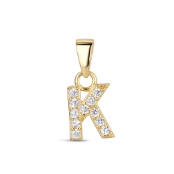 Silver plated initial K pendant with 11 mm zircons