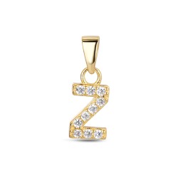 Silver plated initial Z pendant with 11 mm zircons