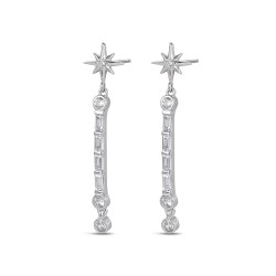 Star zirconia earring with baguette bar and 38 mm chatons...