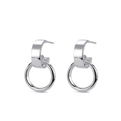 22 mm double hoop rhodium-plated silver earrings with...