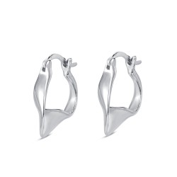 Rhodium-plated silver earrings with 15 mm decreasing hoop...