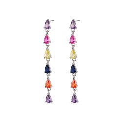 Rhodium-plated silver earring with colored drops with 45...
