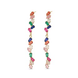 Silver plated colored trapezoid earring with 65 mm claws...