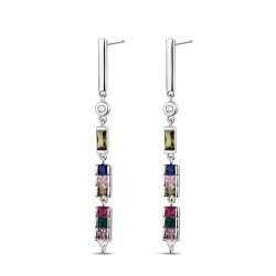 Rhodium-plated silver earring colored princesses on a 62...