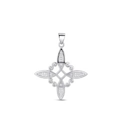 Witch knot silver pendant with 25 mm zircons