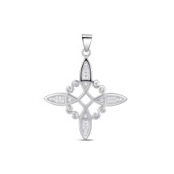 Witch knot silver pendant with 30 mm zircons