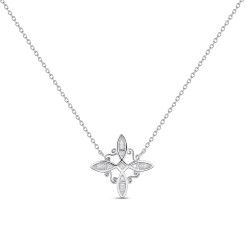 Pendant with rhodium-plated silver chain with witch's...