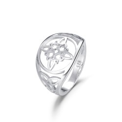 14mm witch knot rhodium plated silver ring