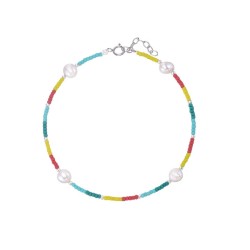 Silver bracelet combined multicolor balls, 2 mm smooth...