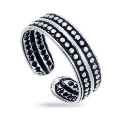 Midi oxidized silver ring first-second phalanx open dots