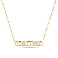 Maman pendent with silver plated chain with zircons 7 x...