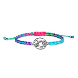 Bracelet fil multicolore noué avec cadran maman 15 mm