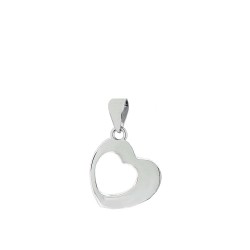 20 mm openwork heart rhodium-plated silver pendant