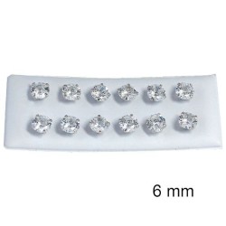 6 mm round Beckham zirconia earring pack of 12 units