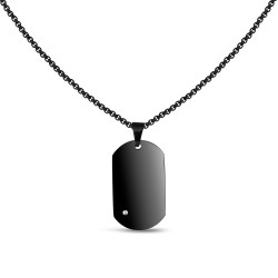 33 x 22 mm black sheet steel pendant with zirconia and 2...