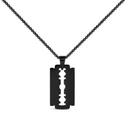32 x 18 mm black blade steel pendant and 2 x 60 cm long...