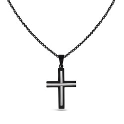 Combined steel cross pendant measuring 35 x 25 mm and...