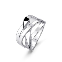 Cross rhodium-plated silver ring