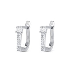 Rhodium-plated silver earring with 3 mm zirconia with 11...