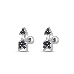 Arrow rhodium-plated silver piercing with 7 mm black...