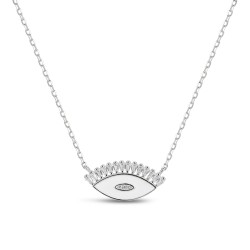 Rhodium-plated silver necklace with 20 mm enameled eye...