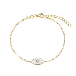 Silver plated white enameled eye bracelet with 12 mm...