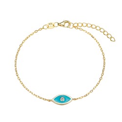 Turquoise enameled eye plated silver bracelet with 12 mm...
