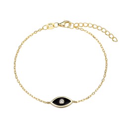 Black enameled eye plated silver bracelet with 12 mm...