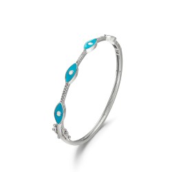 Rhodium-plated silver bracelet with turquoise enamelled...