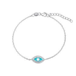 Rhodium-plated silver bracelet with 14 mm turquoise...