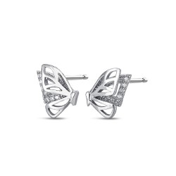 Rhodium-plated silver butterfly earring with 10 mm...