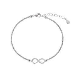 Rhodium-plated silver bracelet infinity pop chain and 15...